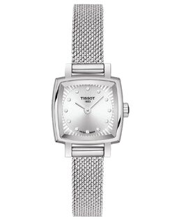 Женские швейцарские часы T-Lady Lovely Diamond Accent из нержавеющей стали с сетчатым браслетом, 20 мм Tissot, серебро 8930073 | silver