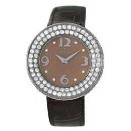 Pre-owned Corum Full Moon Series Diamond Brown Dial Ladies Watch 24.840.69
