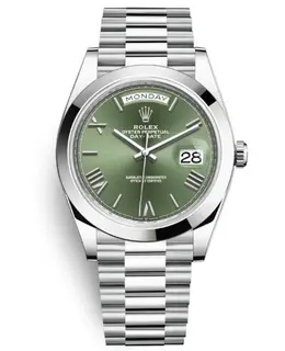 Brand New Authentic Rolex Day-Date 40 Green Dial Platinum Men's Watch m228206-0027