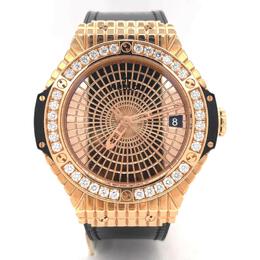 Pre-owned Hublot Big Bang Caviar Diamond Gold Dial Mens Watch 346.px.0880.vr.1204