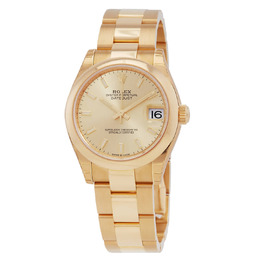 Rolex Datejust 31 Automatic Champagne Dial Ladies 18kt Yellow Gold Oyster Watch 278248cso