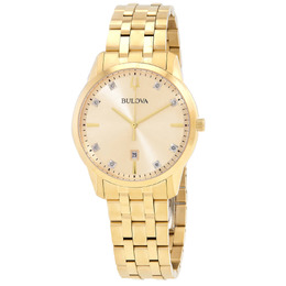 Bulova Sutton Quartz Diamond Champagne Dial Mens Watch 97d123