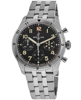 Breitling Classic Avi Chronograph 42 P-51 Mustang Black Dial Steel Bracelet Watch Model A233803A1B1A1