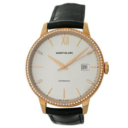 Pre-owned Montblanc Heritage Spirit Diamond Silver Dial Mens Watch MBH-112144