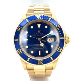 Pre-owned Rolex Submariner Automatic Chronometer Blue Dial Mens Watch 16618 lb