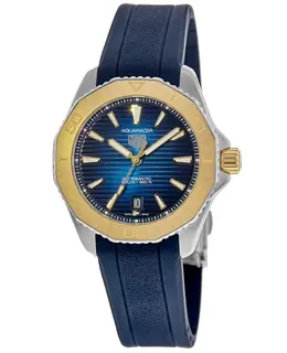 Tag Heuer Aquaracer Professional 200 Blue Dial Gold Bezel Rubber Strap Men's Watch wbp2150.ft6210