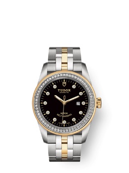 Tudor Glamour Date Automatic Diamond Black Dial Ladies Watch, Model: 53023-0017