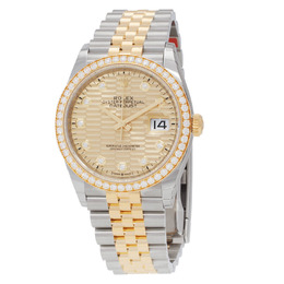Rolex Datejust 36 Golden Fluted Motif Diamond Dial Automatic Mens Jubilee Watch M126283rbr-0038