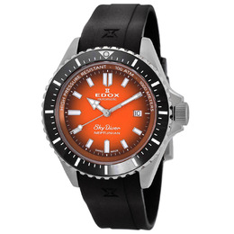 Edox Skydiver Neptunian Automatic Orange Dial Mens Watch 80120 3nca odn