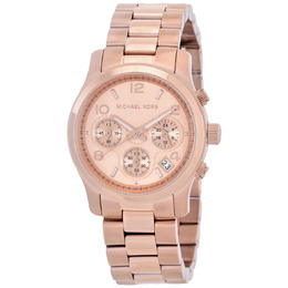 Michael Kors Runway Chronograph Quartz Rose Gold Dial Watch mk7324