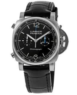 Panerai Luminor Chrono Black Dial Leather Strap Men's Watch pam01109