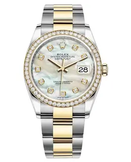 Rolex Datejust 36 Yellow Gold & Diamonds Mother-of-Pearl Diamond Dial Women's Watch M126283RBR-0010