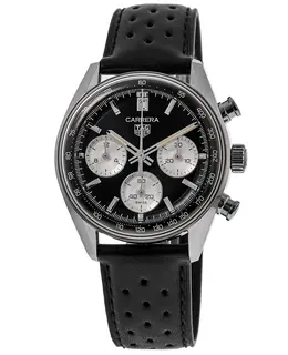 Tag Heuer Carrera Chronograph Black Dial Leather Strap Men's Watch cbs2210.fc6534