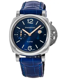 Panerai Luminor Due Luna Blue Dial Leather Strap Men's Watch pam01179