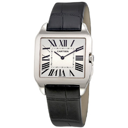 Pre-owned Cartier Santos Dumont Mens Watch 18kt White Gold Case Silver Dial W2007051