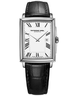 Мужские швейцарские часы Toccata с черным кожаным ремешком 29x37 мм Raymond Weil 13058798 | white