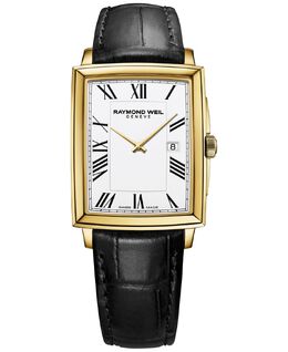 Мужские швейцарские часы Toccata с черным кожаным ремешком 29x37 мм Raymond Weil 13058796 | white
