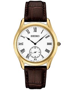 Мужские аналоговые часы Essentials с коричневым кожаным ремешком, 39 мм Seiko 14593972 | white
