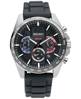 Мужские часы Essentials с хронографом, черный силиконовый ремешок, 43,9 мм Seiko 9977575 | black