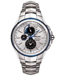 Мужские часы Solar Coutura с хронографом и браслетом из нержавеющей стали, 44 мм Seiko 11437114 | blue
