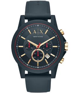 Мужские часы с хронографом, синий силиконовый ремешок, 47 мм Armani Exchange 5792245 | no color