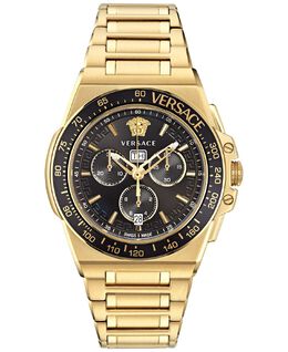 Мужские часы Greca Extreme Swiss Chronograph с золотистым браслетом из нержавеющей стали, 45 мм Versace 16754839 | ip yellow gold