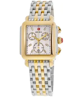 Michele Deco Two-Tone 18K Gold Diamond Dial Women's Watch mww06a000779