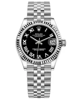 Rolex Datejust 31 Stainless Steel and White Gold Black Roman Dial Women's Watch m278274-0002