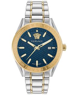 Мужские швейцарские двухцветные часы с браслетом V-Code, 42 мм Versace 15796380 | two tone