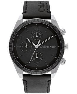 Мужские многофункциональные часы с черным кожаным ремешком, 44 мм Calvin Klein 16322226 | black