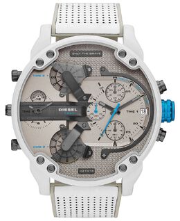 Мужские часы с хронографом Mr. Daddy 2.0, белый кожаный ремешок, 57 мм Diesel 8094862 | white
