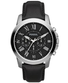Мужские часы с хронографом Grant с черным кожаным ремешком 44 мм FS4812 Fossil 829898 | black/black