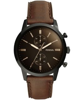 Мужские часы Townsman с хронографом на коричневом кожаном ремешке, 44 мм Fossil 6143329 | brown/black