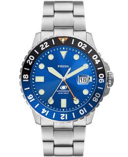 Мужские часы Fossil Blue GMT из нержавеющей стали, 46 мм 15949332 | silver tone