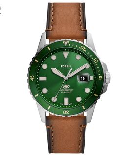 Мужские часы Fossil сине-коричневый с кожаным ремешком, 42 мм 14486379 | brown