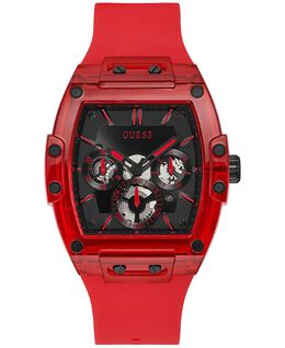 Мужские часы с красным силиконовым ремешком 43 мм Guess 11664352 | red