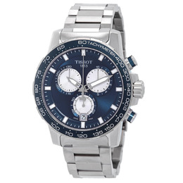 Tissot Supersport Chronograph Men's - Quartz Movement, Sapphire Crystal, Blue Dial, 45mm Stainless Steel Case, Water Resistant to 100m