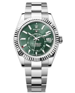 Rolex Sky-Dweller Model M336934-0001: New Authentic White Rolesor Mint Green Dial Oyster Men's Watch