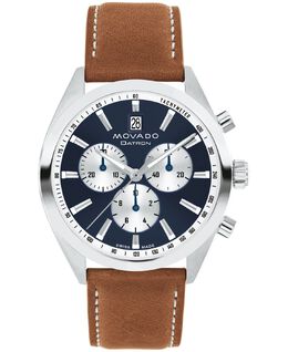 Мужские часы Datron Swiss Quartz Chrono Cognac кожаные 40 мм Movado 16467312 | cognac