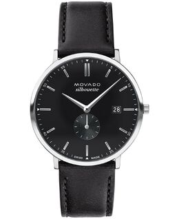 Мужские часы Heritage с черным ремешком из натуральной кожи, 40 мм Movado 14553007 | silver