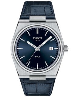 Мужские часы PRX с синим кожаным ремешком, 40 мм Tissot 13779652 | blue