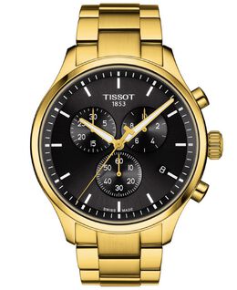 Мужские швейцарские часы с хронографом Chrono XL, классические золотистые часы-браслет из нержавеющей стали, 45 мм Tissot 11717352 | black