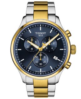 Мужские швейцарские часы с хронографом Chrono XL, классические двухцветные часы-браслет из нержавеющей стали, 45 мм Tissot 11717350 | blue