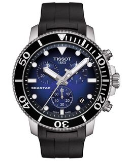 Мужские швейцарские часы для дайвинга с хронографом Seastar 1000, черный каучуковый ремешок, 45,5 мм Tissot 7771146 | no color