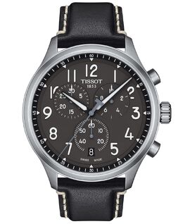 Мужские часы Swiss Chronograph XL с антрацитовым кожаным ремешком, 45 мм Tissot 14832316 | black