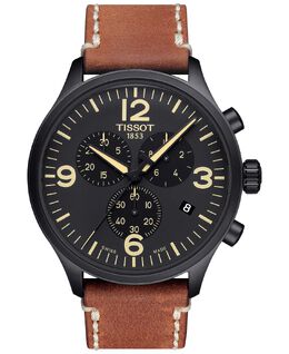 Мужские часы Swiss Chrono XL с коричневым кожаным ремешком, 45 мм Tissot 4829141 | brown