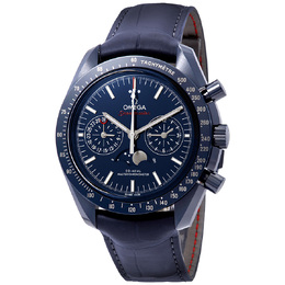 Pre-Owned Omega Speedmaster Mens Watch Calibre 9904 Automatic Blue Dial Tachymeter Moonphase Movement