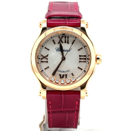 Pre-owned Chopard Happy Sport Diamond Mother of Pearl Dial Ladies Watch 274893-5009