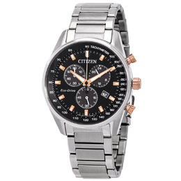 Citizen Eco-Drive Chronograph AT2396-86E Mens Black Dial Watch