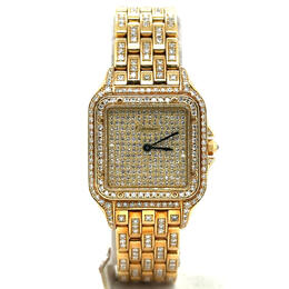 Pre-owned Cartier Panthere Ladies Watch - Quartz Diamond Movement in Yellow Gold Tone Case with Bezel & Dial